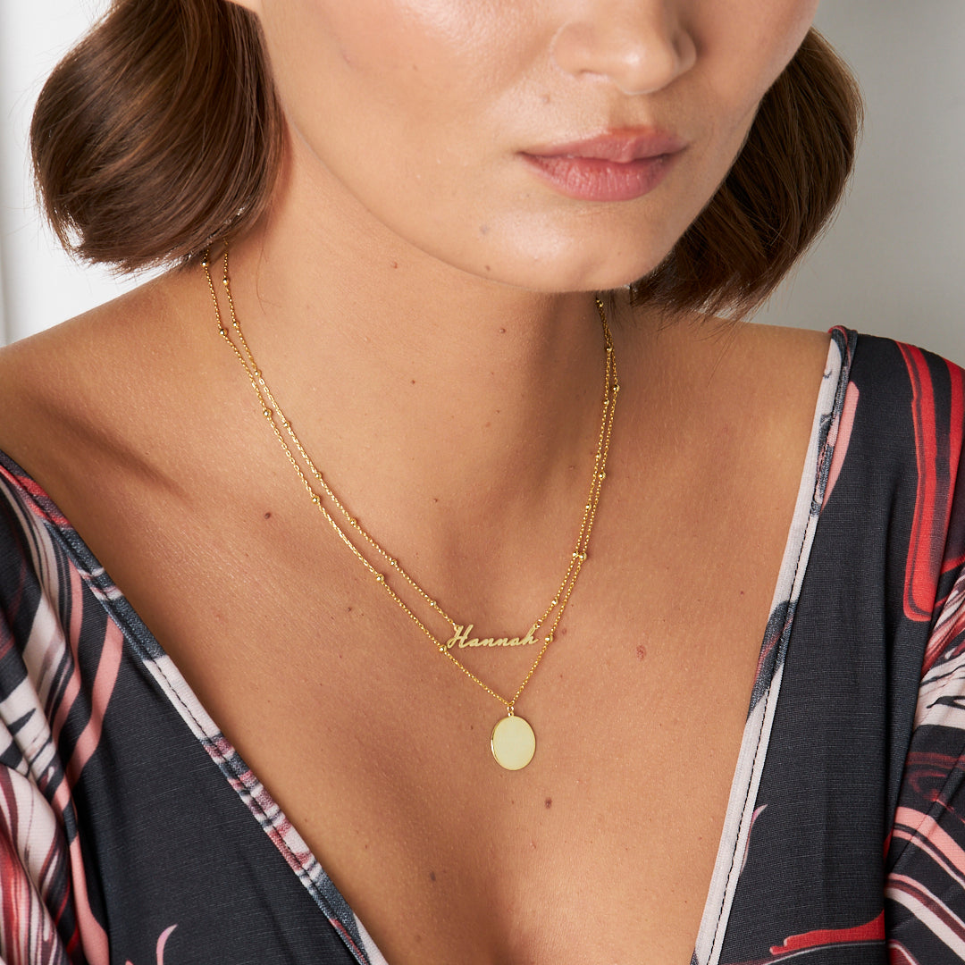 Vintage Name Plate Necklace - 925 Silver