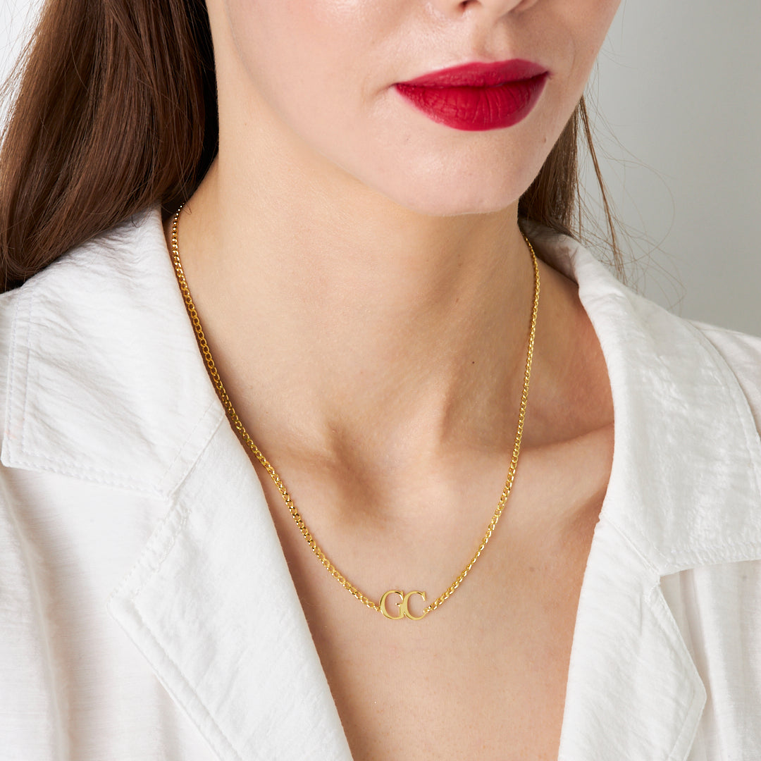 DOPPEL LIEBE BUCHSTABEN KETTE | 925 SILBER