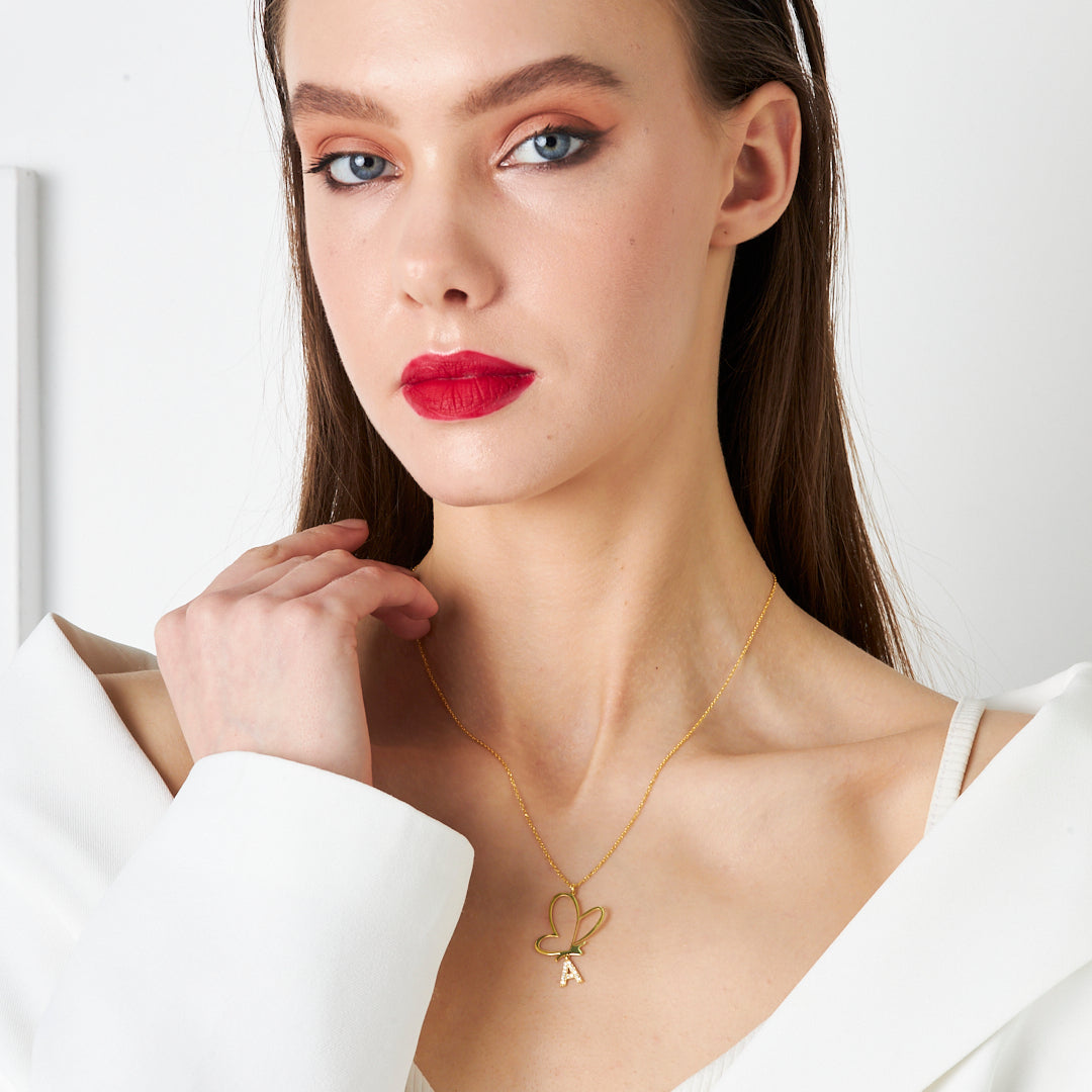 Butterfly Swing Letter Necklace - 925 Silver