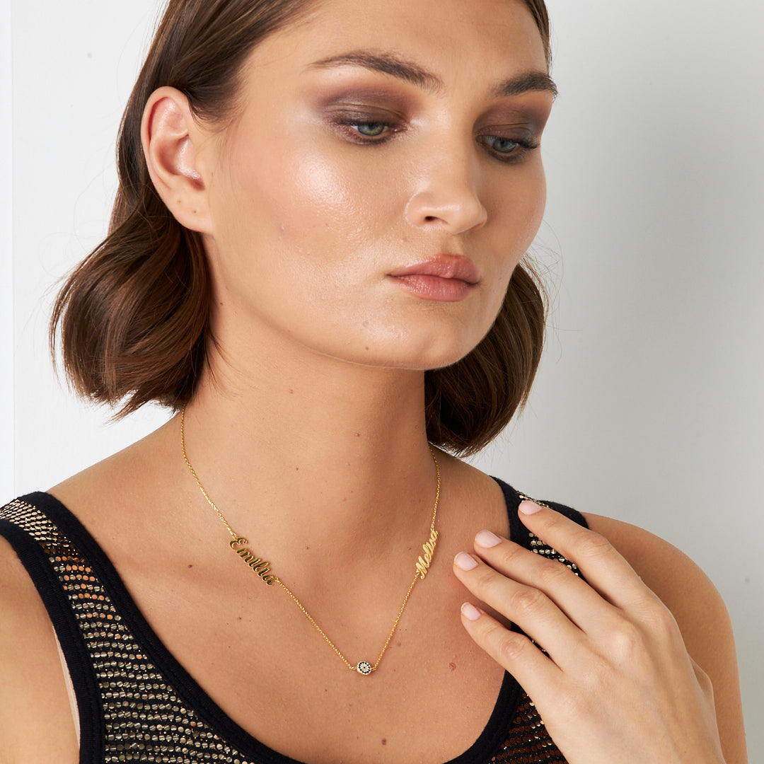 Handwritten Two Name Necklace - 925 Silver