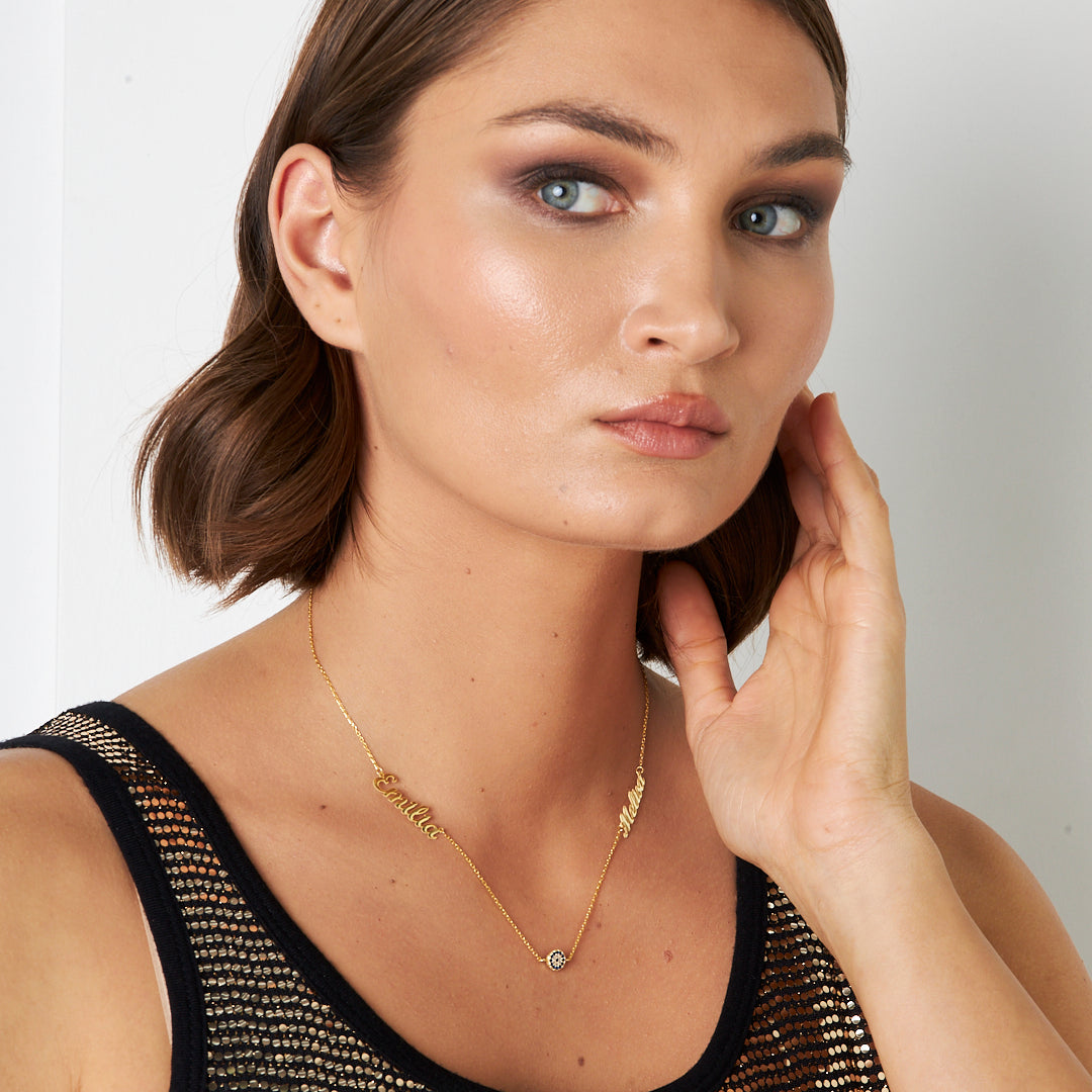 Handwritten Two Name Necklace - 925 Silver