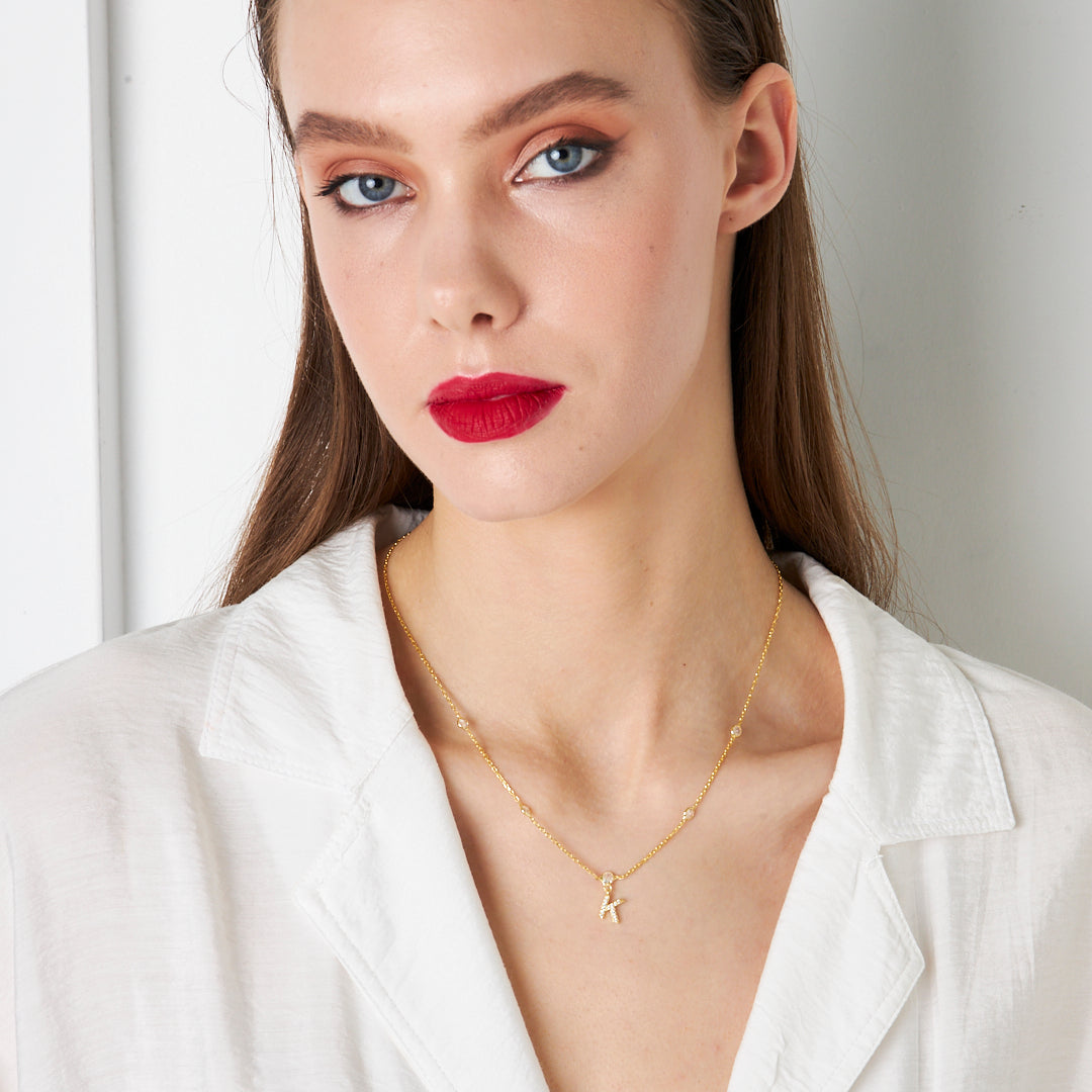 Seed Chain Letter Necklace - 925 SILVER