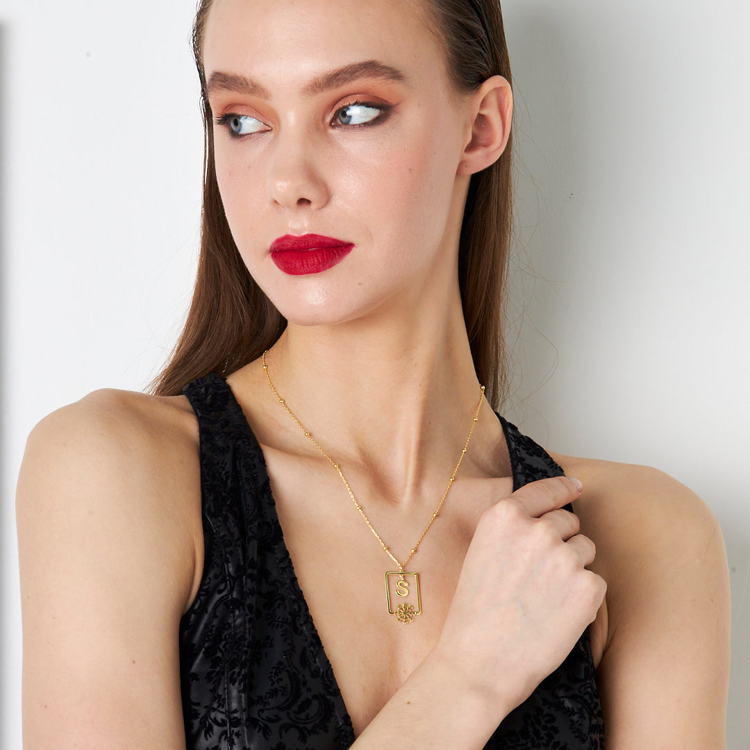 Snowflake Letter Necklace - 925 Silver