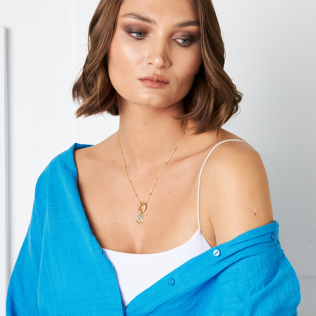 Evil Eye Signed Lock Necklace - 925 SILVER