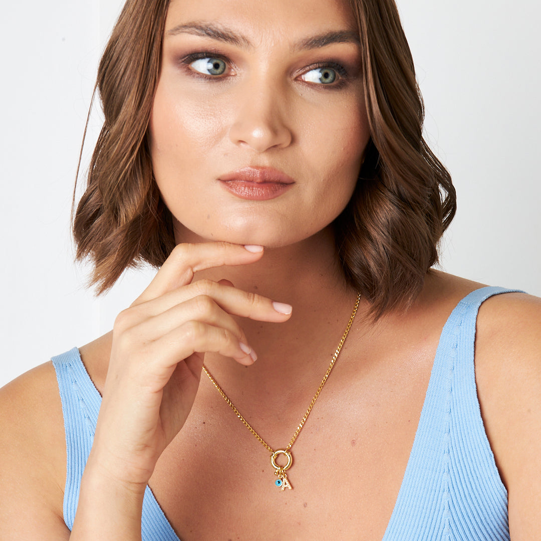 Evil Eye Letter Necklace - 925 Silver