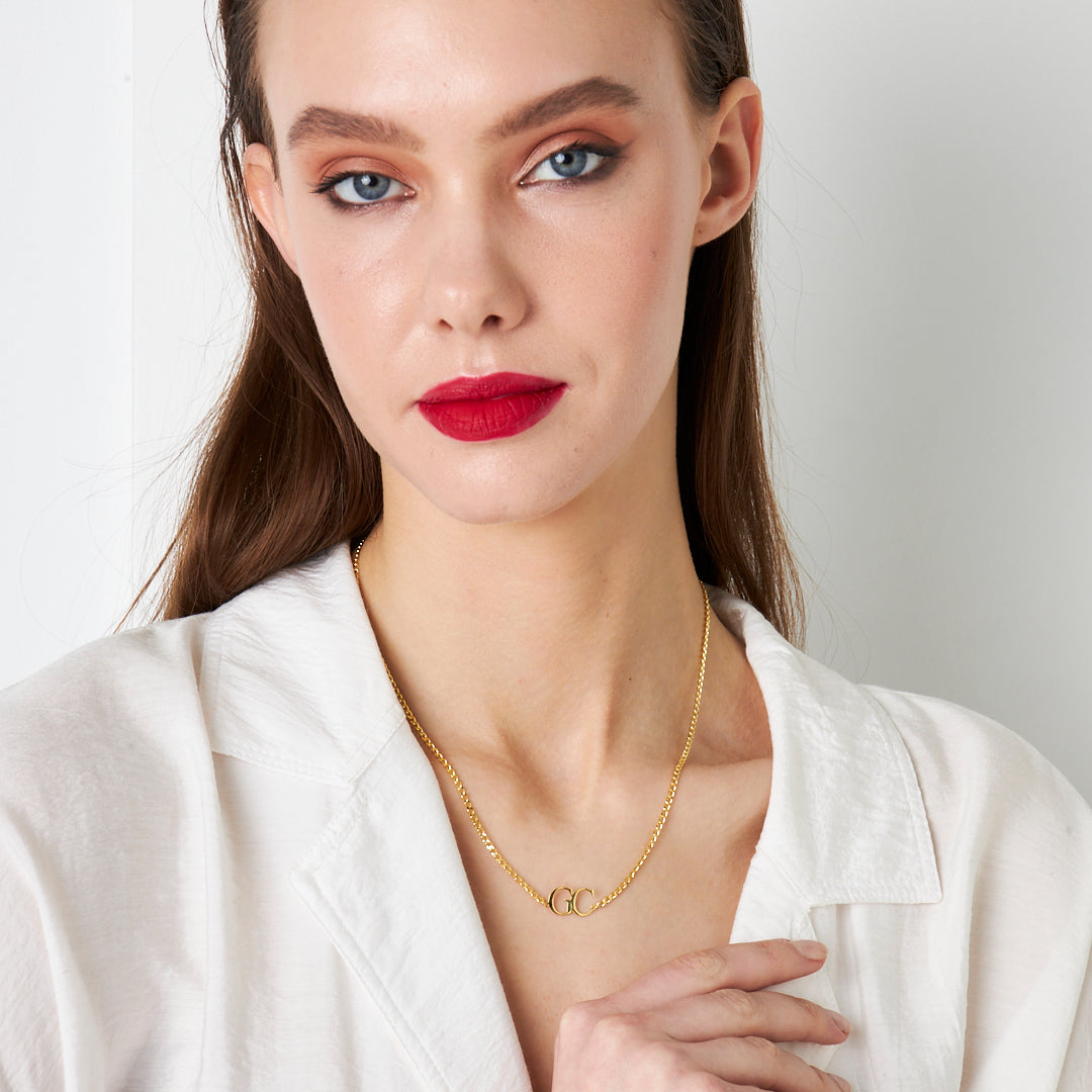 DOPPEL LIEBE BUCHSTABEN KETTE | 925 SILBER