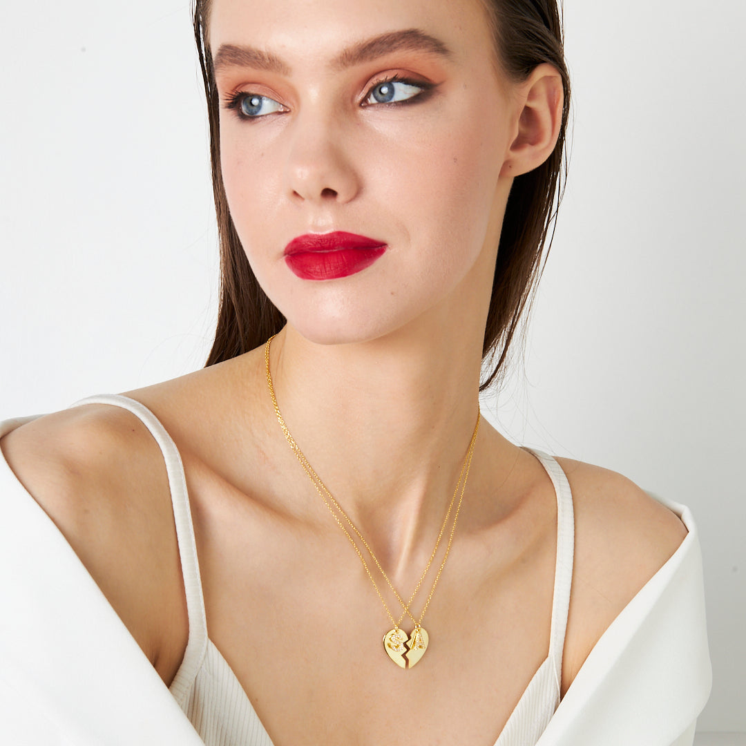 Two-Piece Necklace with Initials - 925 Silver